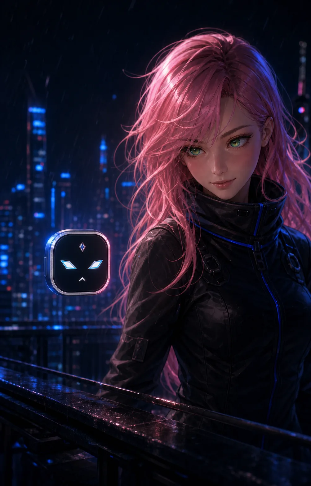 AVA with Tifa on a Nightgrid rooftop