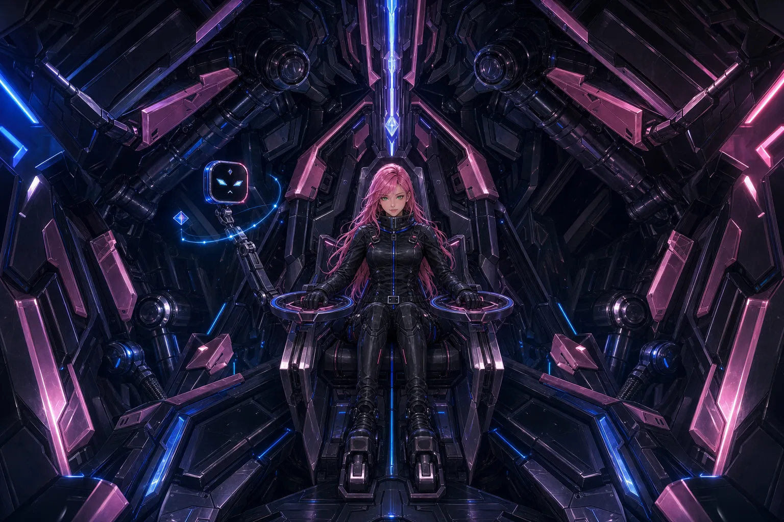 Tifa in the Roseline Aegis cockpit with AVA beside her